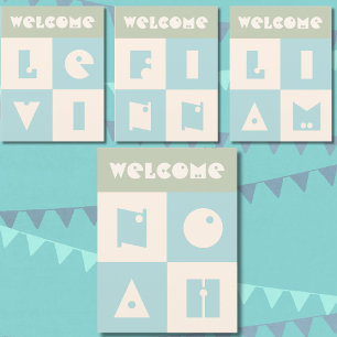 Four 4 letter baby name new parents congratulation thank you card