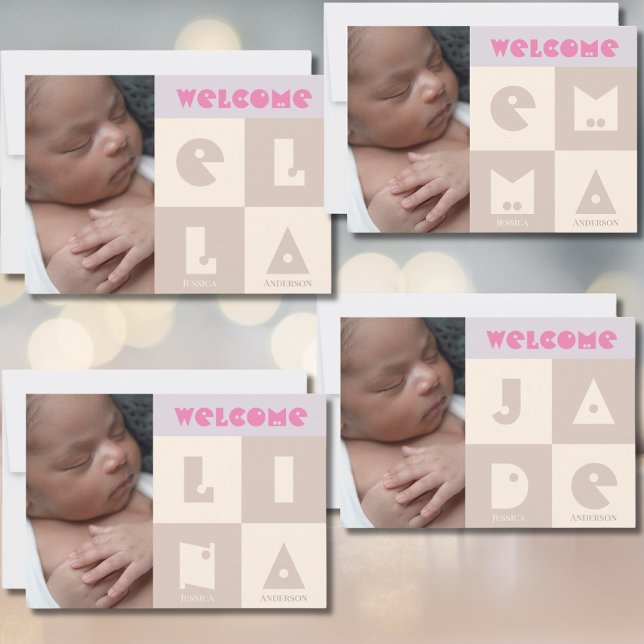 Four 4 letter name baby girl birth announcement (Creator Uploaded)