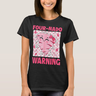 Four 4 Nado Warning Nk Tornado Themed Birthday Gir T-Shirt