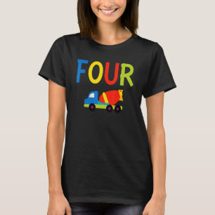 Four 4th Birthday 4 Years Old Boy Construction Tru T-Shirt