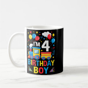 Four 4yr 4th Kids Boys Girls Train Birthday Boy 4 Coffee Mug