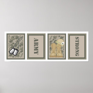 Four 5x7 Nursery Art Prints ARMY ACU Camoflauge