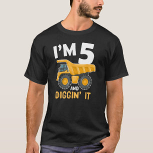 Four 5yr 5th Birthday Construction Truck Boy 5 Yea T-Shirt