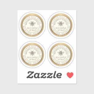 Four 7/8" Beeswax Lip Balm Labels Waterproof