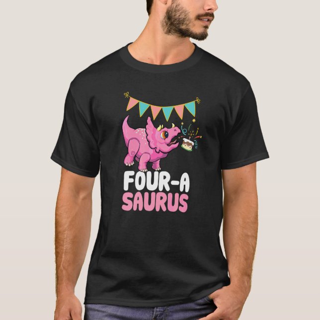 Four A Saurus Dinosaur  Cute Kiddo Triceratops  1 T-Shirt (Front)