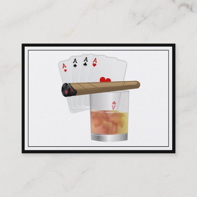 Four Aces, A Drink and A Cigar Business Card (Front)