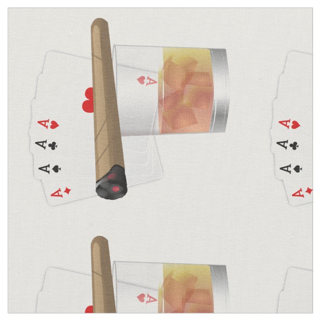 Four Aces, A Drink and A Cigar Fabric (Close Up)