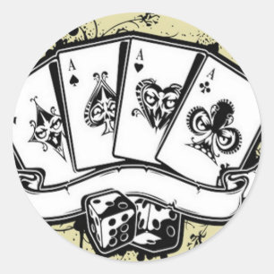 Four aces cards design classic round sticker