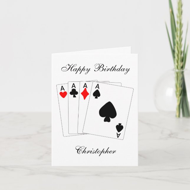 Four Aces Design Birthday  Card (Front)