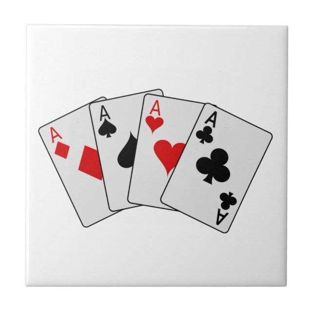 Four Aces (Four of a Kind) Poker Playing Cards Ceramic Tile (Front)