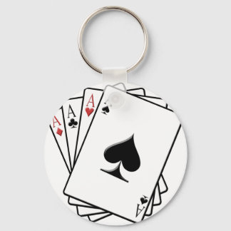Four Aces Playing Cards Design Key Ring