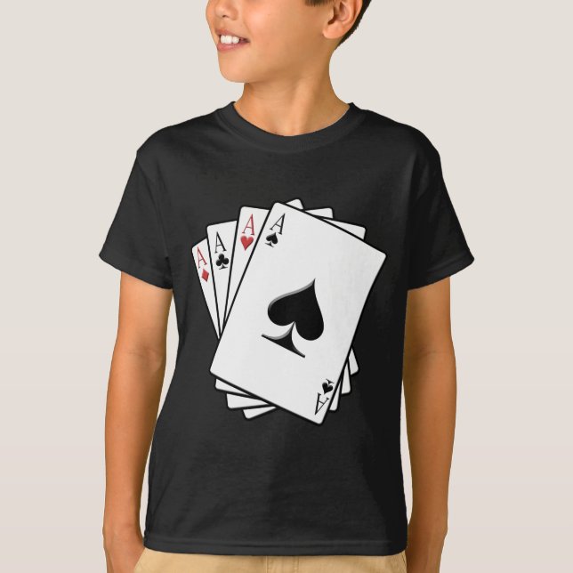 Four Aces Playing Cards Design T-Shirt (Front)