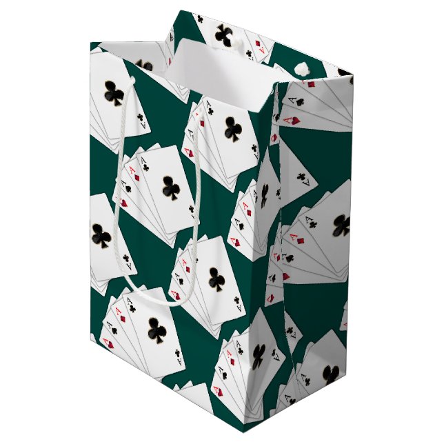 Four Aces Playing Cards Medium Gift Bag (Front Angled)