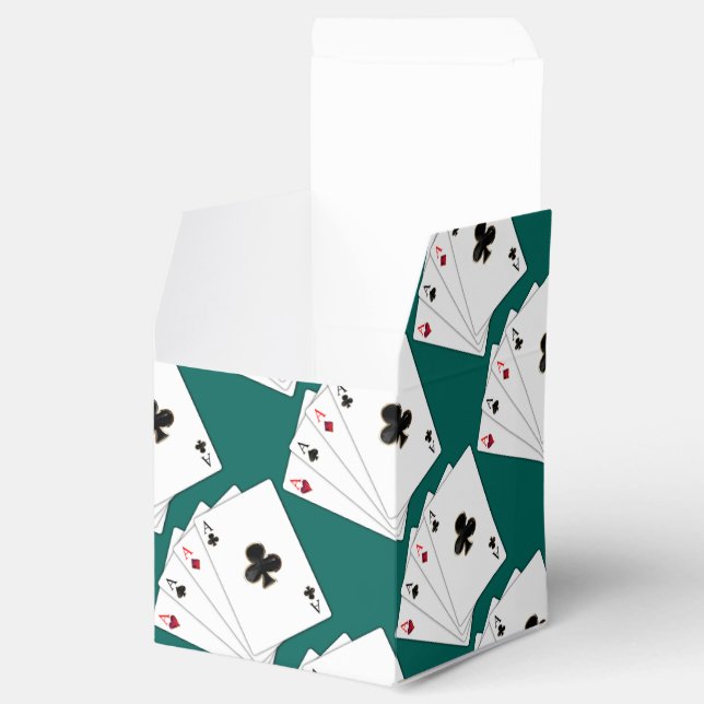 Four Aces Playing Cards Pattern Cube Favour Box (Opened)