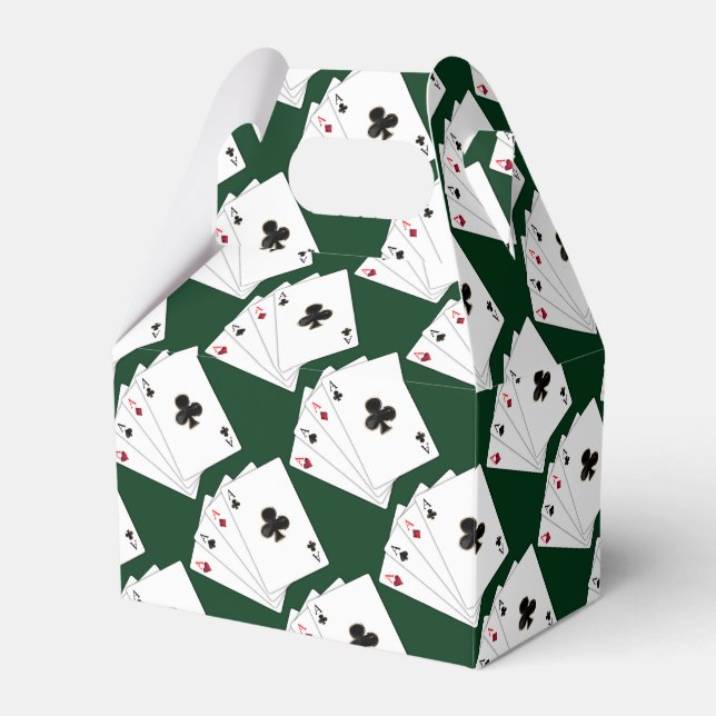Four Aces Playing Cards Pattern Gable Favour Box (Front Side)