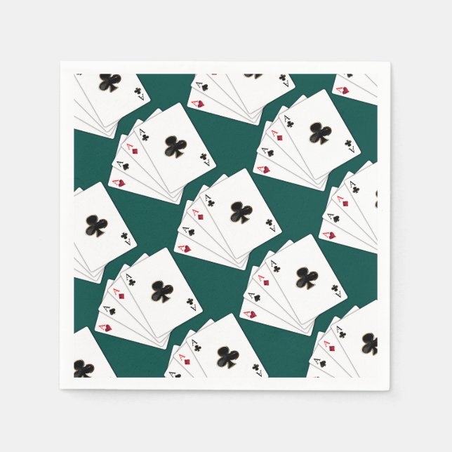 Four Aces Playing Cards Pattern Napkins (Front)