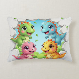 Four adorable cartoon dinosaurs – illustratio decorative cushion