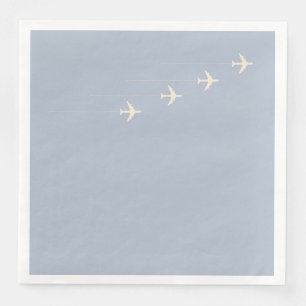 Four Aeroplanes Flying Through Dusty Blue Sky Napkin