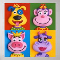 Four Animal Faces Kid's Room Nursery