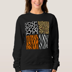 Four Animal Pattern Cow Tiger Leopard Zebra Animal Sweatshirt