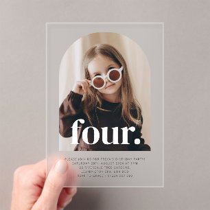 Four Arched Photo Birthday Acrylic Invitations