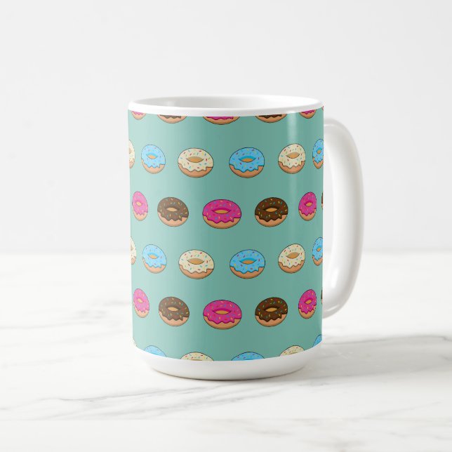 Four Assorted Doughnuts Pattern Coffee Mug (Front Right)