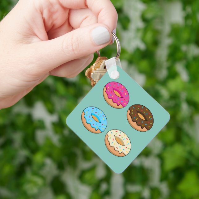 Four Assorted Doughnuts Pattern Key Ring (Hand)