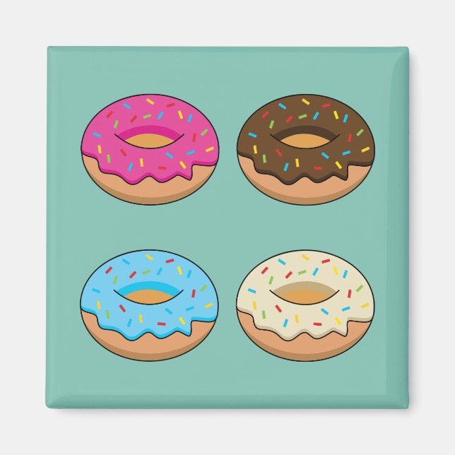 Four Assorted Doughnuts Pattern Magnet (Front)