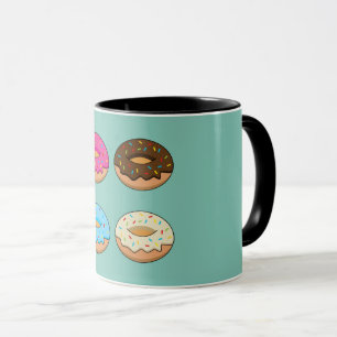 Four Assorted Doughnuts Pattern Mug