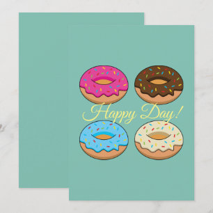 Four Assorted Doughnuts Pattern Personalise Holiday Card