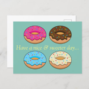 Four Assorted Doughnuts Pattern   Personalise Holiday Postcard