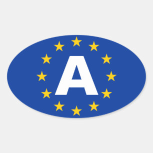 FOUR Austria "A" European Union Flag Oval Sticker