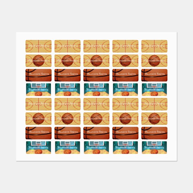 Four Basketball Designs Name Tags (Sheet)