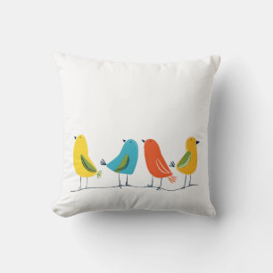 Four Birds of Different Feathers Flock Together Cushion