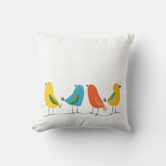 Four Birds of Different Feathers Flock Together Cushion