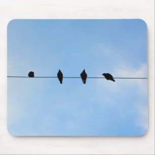 Four Birds on a Wire Mouse Pad