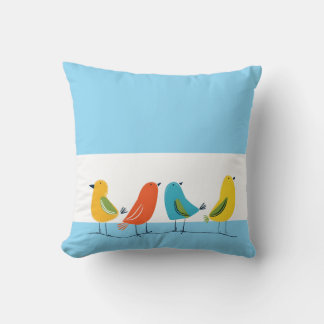 Four Birds Perched on a Twig Cushion