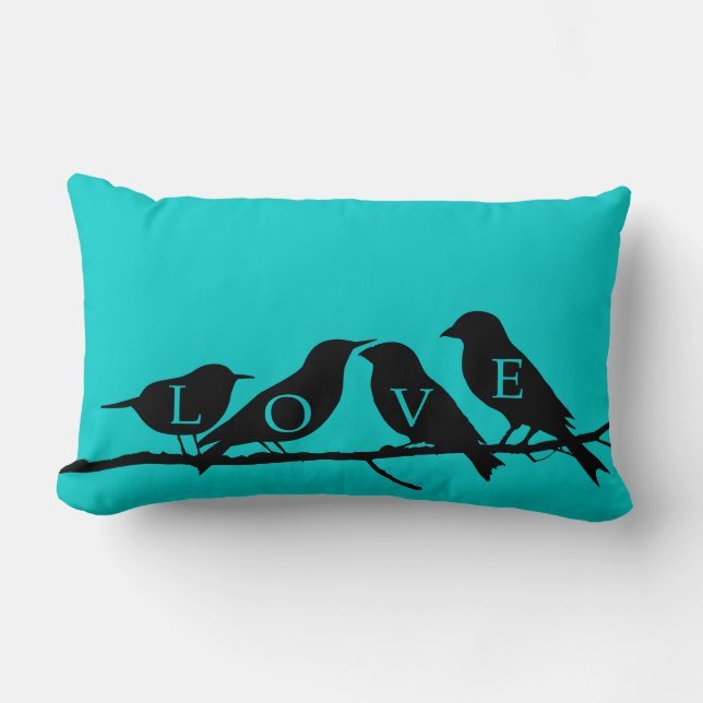 Four Birds Sitting on a Branch Lumbar Cushion (Front)