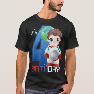 Four Birthday Little Space Lover Boy 4 Years Astro T-Shirt