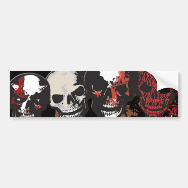 Four Bloody Skulls Scary Bumpersticker Bumper Sticker (Front)