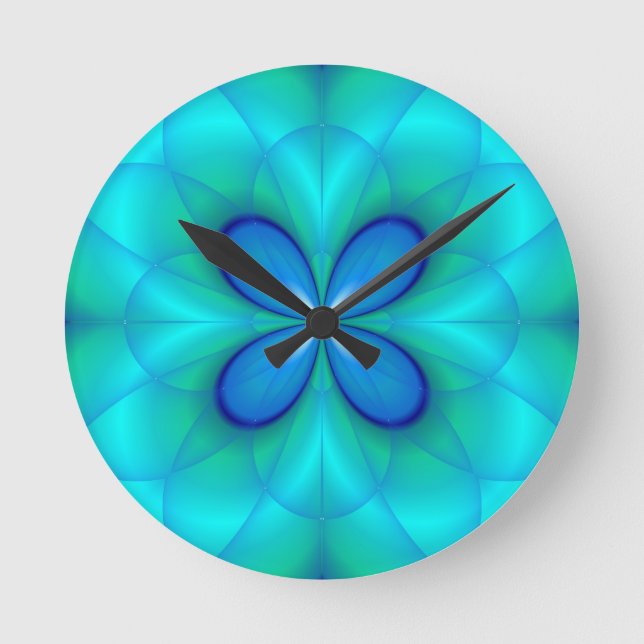 Four Blue Petals Round Clock (Front)
