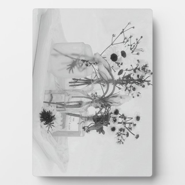 Four Bottles And White Flowers Plaque (Front)