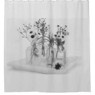 Four Bottles And White Flowers Shower Curtain