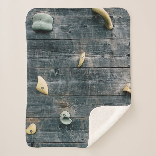 Four brown wooden wall decors sherpa blanket (Front)