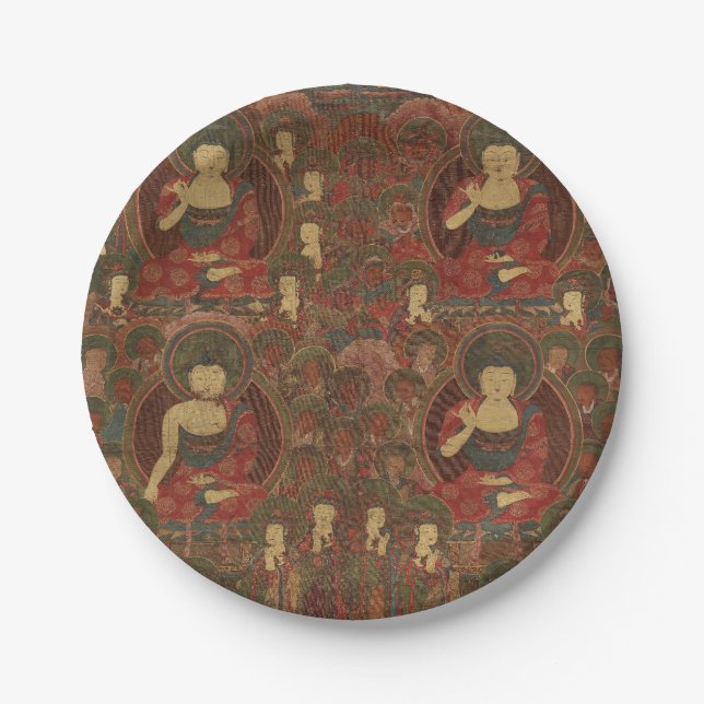 Four Buddhas in Pure Land Buddhism Paper Plate (Front)