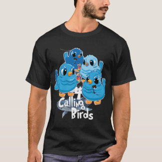 Four Calling Birds 12 Days Christmas Song Funny Gi T-Shirt