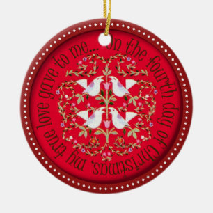 Four calling birds ceramic tree decoration