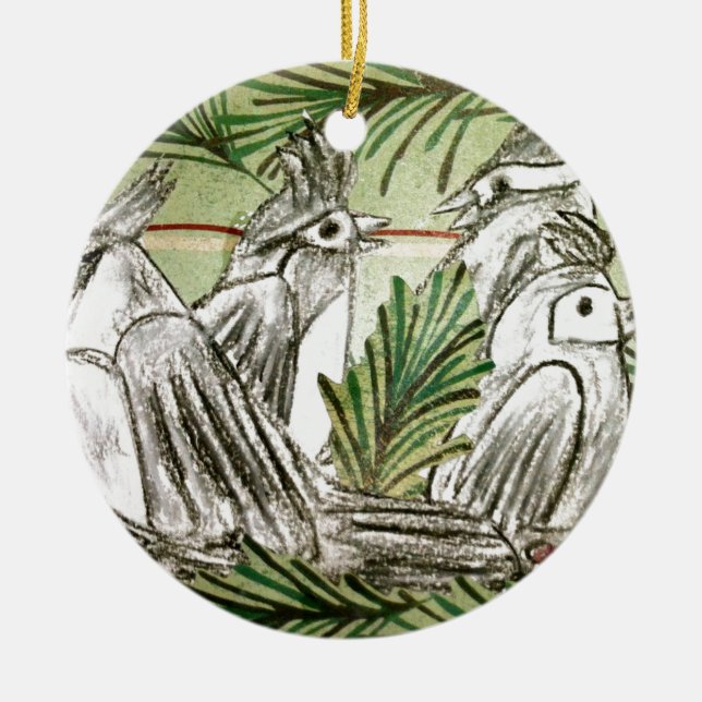 Four Calling Birds Ceramic Tree Decoration (Front)