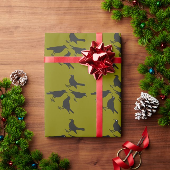 Four Calling Birds Cut-Out Stencil-Style 1 Wrapping Paper (Holiday Gift)