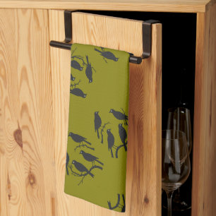 Four Calling Birds Cut-Out Stencil-Style 2 Tea Towel